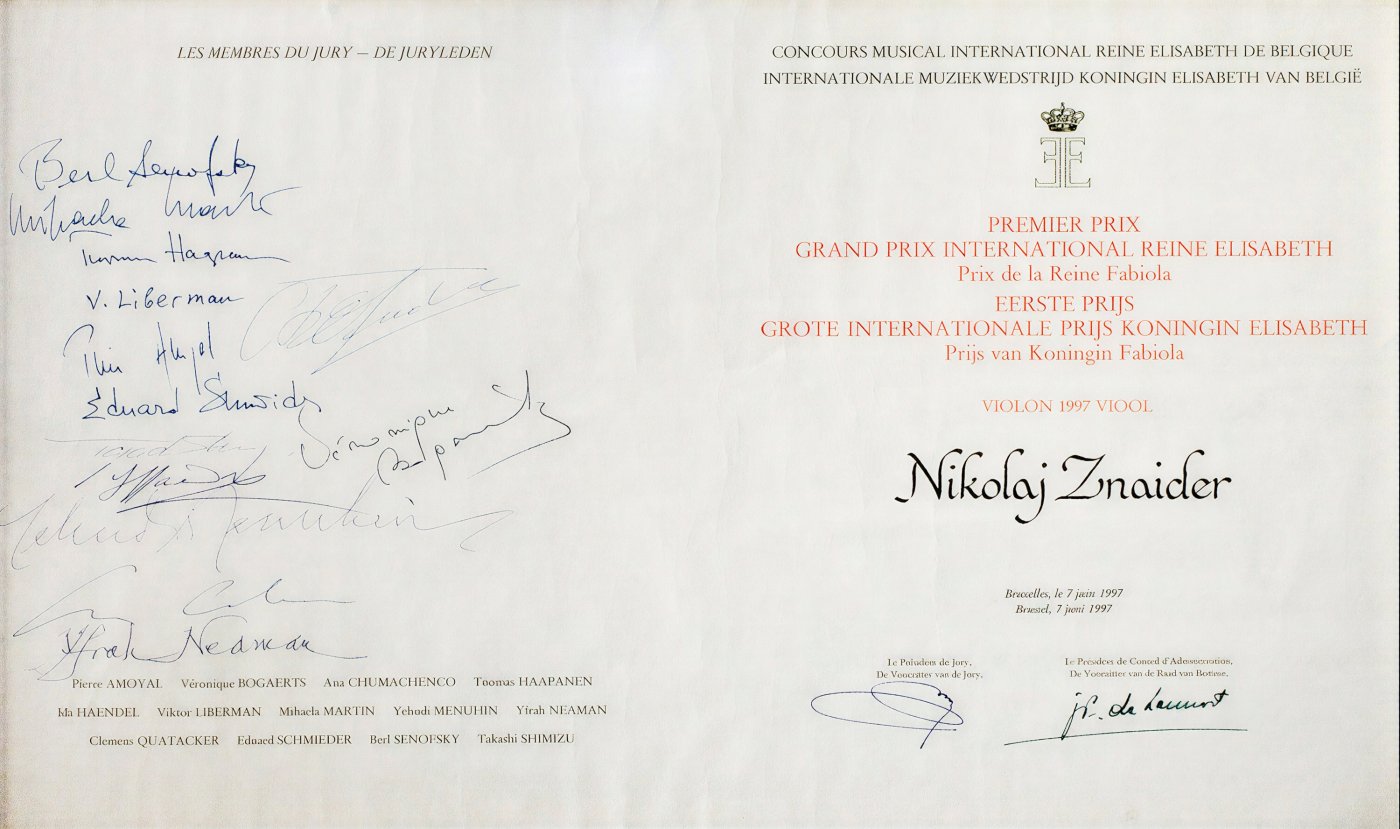 First Prize at Queen Elisabeth Competition for Nikolaj Znaider